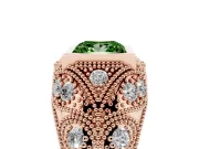 Fancy Green Princess Cut Diamond Bezel Ring Set in Rose gold with Milgrain Accent Band