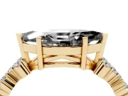 Marquise Scattered Accent Engagement Ring Setting for a Black Center | Slim Band | Yellow Gold