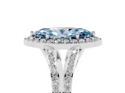 Marquise Split Shank Halo Engagement Ring Setting for a Fancy Blue Lab-Grown Diamond | White Gold