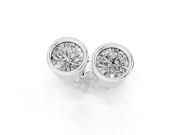 Round Lab-Grown Diamond Full Bezel Solitaire Stud Earrings | Push Backs | White Gold