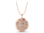 Round Lab-Grown Diamond Pavé Soccer Ball Pendant Necklace | Lettered Rim | Rose Gold