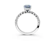Radiant Cut Pavé Engagement Ring Setting for a Fancy Blue Lab-Grown Diamond | Alternating Accents | Sterling Silver