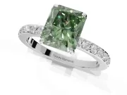 Radiant Cut Pavé Engagement Ring Setting for a Fancy Green Lab-Grown Diamond | Sterling Silver - Design NV-24928