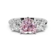 Heart-Shaped 3 Stone Engagement Ring Setting for a Fancy Pink Lab-Grown Diamond | Sterling Silver - Design NV-24895