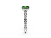 Fancy Green Radiant Cut Diamond Pavé Solitaire Ring Set in Silver with Round Band and Prong Setting