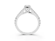 Emerald Cut Graduated Pave Split Shank Engagement Ring Setting | V Split Shoulders | Sterling Silver