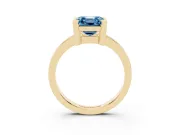 Asscher Cut Solitaire Engagement Ring Setting for a Fancy Blue Lab-Grown Diamond | Flat Tab Prongs | Yellow Gold