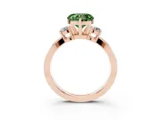 Heart-Shaped Three-Stone Twist Engagement Ring Setting for a Fancy Green Lab-Grown Diamond | Rose Gold