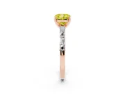 Cushion Cut Baguette Side Stone Engagement Ring Setting for a Fancy Yellow Lab-Grown Diamond | Rose Gold