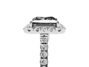 Princess Cut Halo Engagement Ring Setting for a Black Center | Pavé Shoulders | Sterling Silver