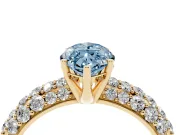 Marquise Multi Row Pave Engagement Ring Setting for a Fancy Blue Lab-Grown Diamond | Yellow Gold