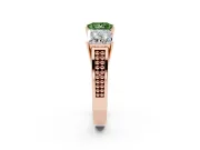 Princess Cut Three Stone Engagement Ring Setting for a Fancy Green Lab-Grown Diamond | Beaded Shoulders | Rose Gold