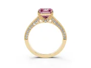Asscher Cut Hidden Halo Engagement Ring Setting for a Fancy Pink Lab-Grown Diamond | Milgrain Pave | Yellow Gold