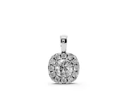 Cushion Cut Lab-Grown Diamond Halo Pendant Necklace | Polished Bail | Sterling Silver