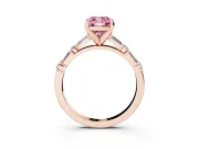 Cushion Cut Baguette Side Stone Engagement Ring Setting for a Fancy Pink Lab-Grown Diamond | Rose Gold