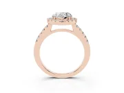 Heart Cut Diamond Halo Pavé Solitaire Ring Set in Rose gold with Prong-Set Center Stone
