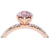 Fancy Pink Pear Cut Diamond Pavé Solitaire Ring Set in Rose gold with Round Band and Prong Setting