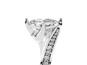 Asscher Cut Diamond Solitaire Ring Set in Silver with Intertwined Pavé Twist Band