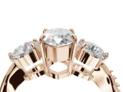 Marquise Three Stone Engagement Ring Setting | Tapered Pave Band | Rose Gold