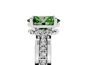 Oval Channel Set Engagement Ring Setting for a Fancy Green Lab-Grown Diamond | Rope Collar | Sterling Silver