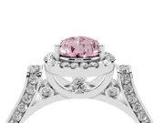 Pear-Shaped Halo Engagement Ring Setting for a Fancy Pink Lab-Grown Diamond | Pavé Panel Shoulders | White Gold