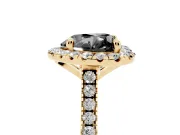 Heart-Shaped Halo Engagement Ring Setting for a Black Center | Tapered Band | Yellow Gold