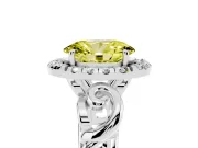 Oval Filigree Halo Engagement Ring Setting for a Fancy Yellow Lab-Grown Diamond | White Gold