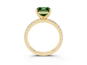 Asscher Cut Pavé Engagement Ring Setting for a Fancy Green Lab-Grown Diamond | Yellow Gold