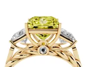 Princess Cut Three Stone Engagement Ring Setting for a Fancy Yellow Lab-Grown Diamond | Braided Band | Yellow Gold