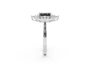 Emerald Cut Cluster Halo Engagement Ring Setting for a Black Center | Sterling Silver