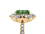 Emerald Cut Star Floral Halo Engagement Ring Setting for a Fancy Green Lab-Grown Diamond | Yellow Gold