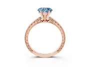 Heart-Shaped Engraved Engagement Ring Setting for a Fancy Blue Lab-Grown Diamond | Rose Gold