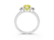 Cushion Cut Three Stone Engagement Ring Setting for a Fancy Yellow Lab-Grown Diamond | Pave Shoulders | Sterling Silver