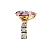 Pear-Shaped Pave Solitaire Engagement Ring Setting for a Fancy Pink Lab-Grown Diamond | Shared Prong Band | Yellow Gold