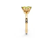 Fancy Yellow Pear Cut Diamond Solitaire Engagement Ring Set in Yellow gold with Slim Tapered Solitaire Band