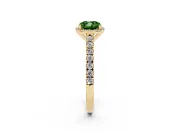 Cushion Cut Halo Pavé Engagement Ring Setting for a Fancy Green Lab-Grown Diamond | Yellow Gold