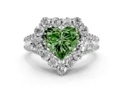 Fancy Green Heart Cut Diamond Halo Split Shank Engagement Ring Set in Platinum with Prong-Held Center Stone