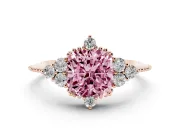 Cushion Cut Cluster Engagement Ring Setting for a Fancy Pink Lab-Grown Diamond | Rose Gold