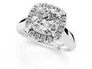 Cushion Cut Halo Engagement Ring Setting | Square Profile Band | Platinum