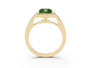 Fancy Green Princess Cut Diamond Halo Pavé Engagement Ring Set in Yellow gold with Bezel Setting