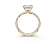 Asscher Cut Domed Pavé Engagement Ring Setting for a Fancy Blue Lab-Grown Diamond | Yellow Gold