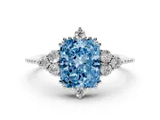 Radiant Cut Cluster Engagement Ring Setting for a Fancy Blue Lab-Grown Diamond | White Gold