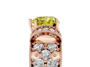 Heart-Shaped Vintage Pave Engagement Ring Setting for a Fancy Yellow Lab-Grown Diamond | Milgrain Edges | Rose Gold