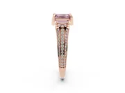 Emerald Cut Hidden Halo Engagement Ring Setting for a Fancy Pink Lab-Grown Diamond | Triple Row Pavé Band | Rose Gold