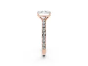 Radiant Cut Pave Engagement Ring Setting | Shared Prong Band | Rose Gold