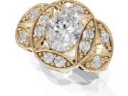 Heart-Shaped Vintage Floral Halo Engagement Ring Setting | Engraved Milgrain Band | Yellow Gold
