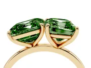 Fancy Green Asscher Cut and Emerald Cut Toi Moi Ring Set in Yellow gold with Prong Setting