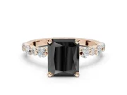 Radiant Cut Pavé Engagement Ring Setting for a Black Center | Alternating Accents | Rose Gold