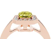 Emerald Cut Framed Halo Engagement Ring Setting for a Fancy Yellow Lab-Grown Diamond | Rose Gold