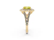 Radiant Cut Halo Split Shank Engagement Ring Setting for a Fancy Yellow Lab-Grown Diamond | Yellow Gold